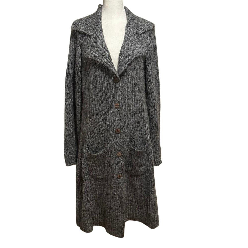 Moda International Size XL Longline Cardigan Sweater Duster Mohair Button Front